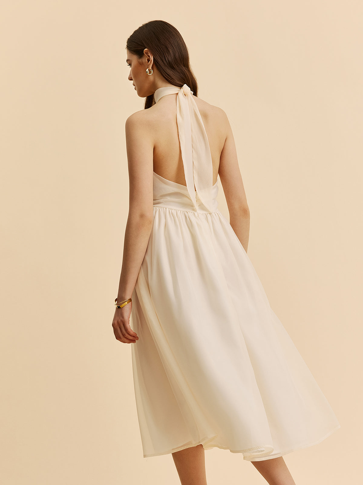 Halter yaka midi elbise