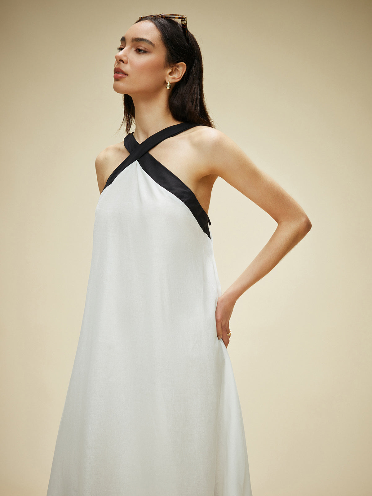 halter yaka midi elbise
