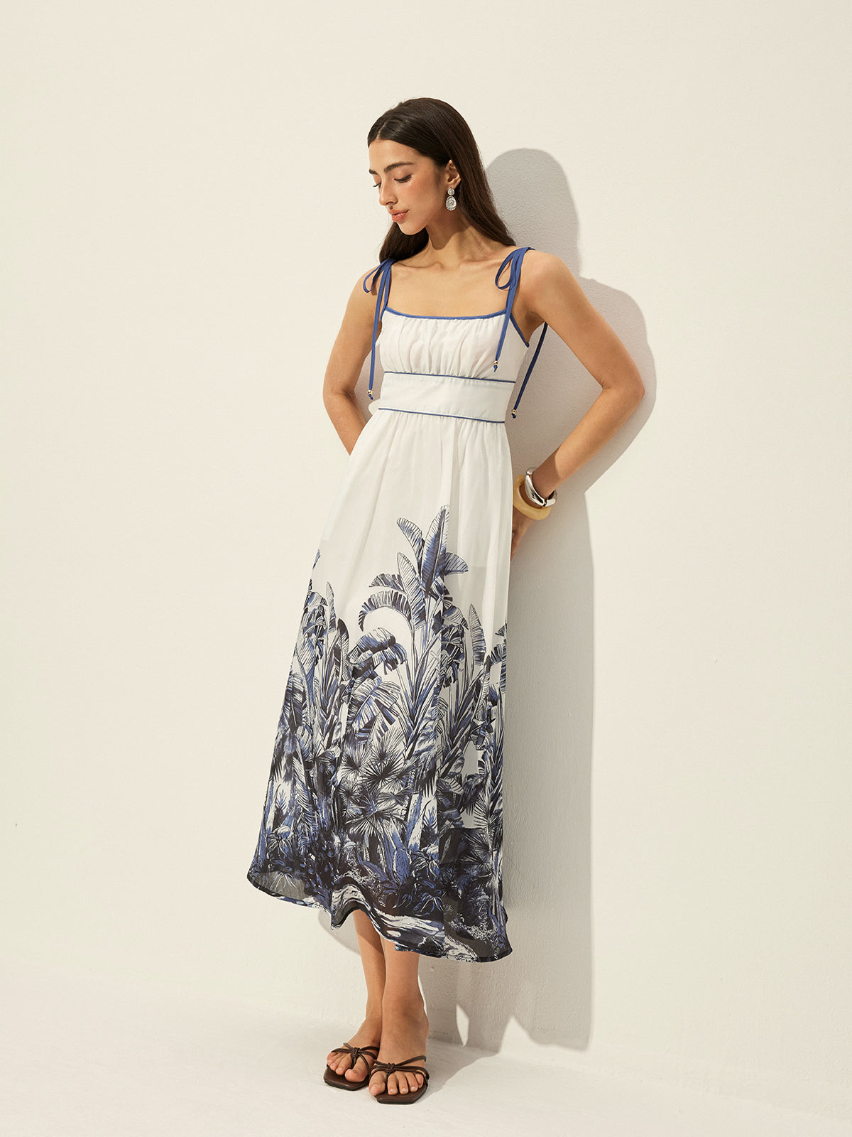 desenli midi elbise