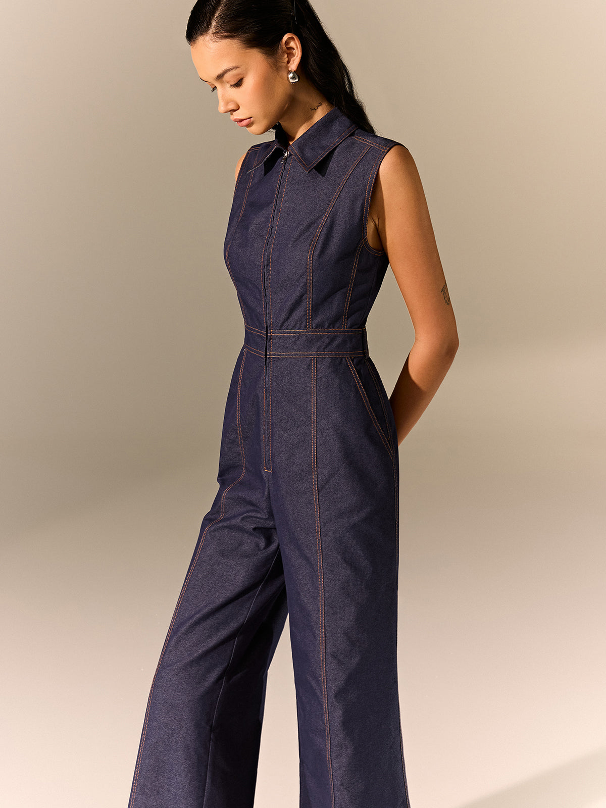fermuarlı jumpsuit midi elbise