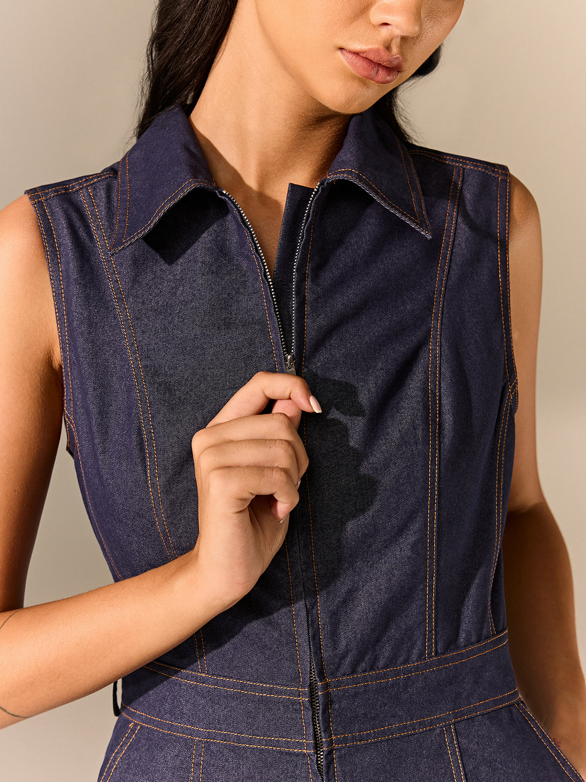 fermuarlı jumpsuit midi elbise