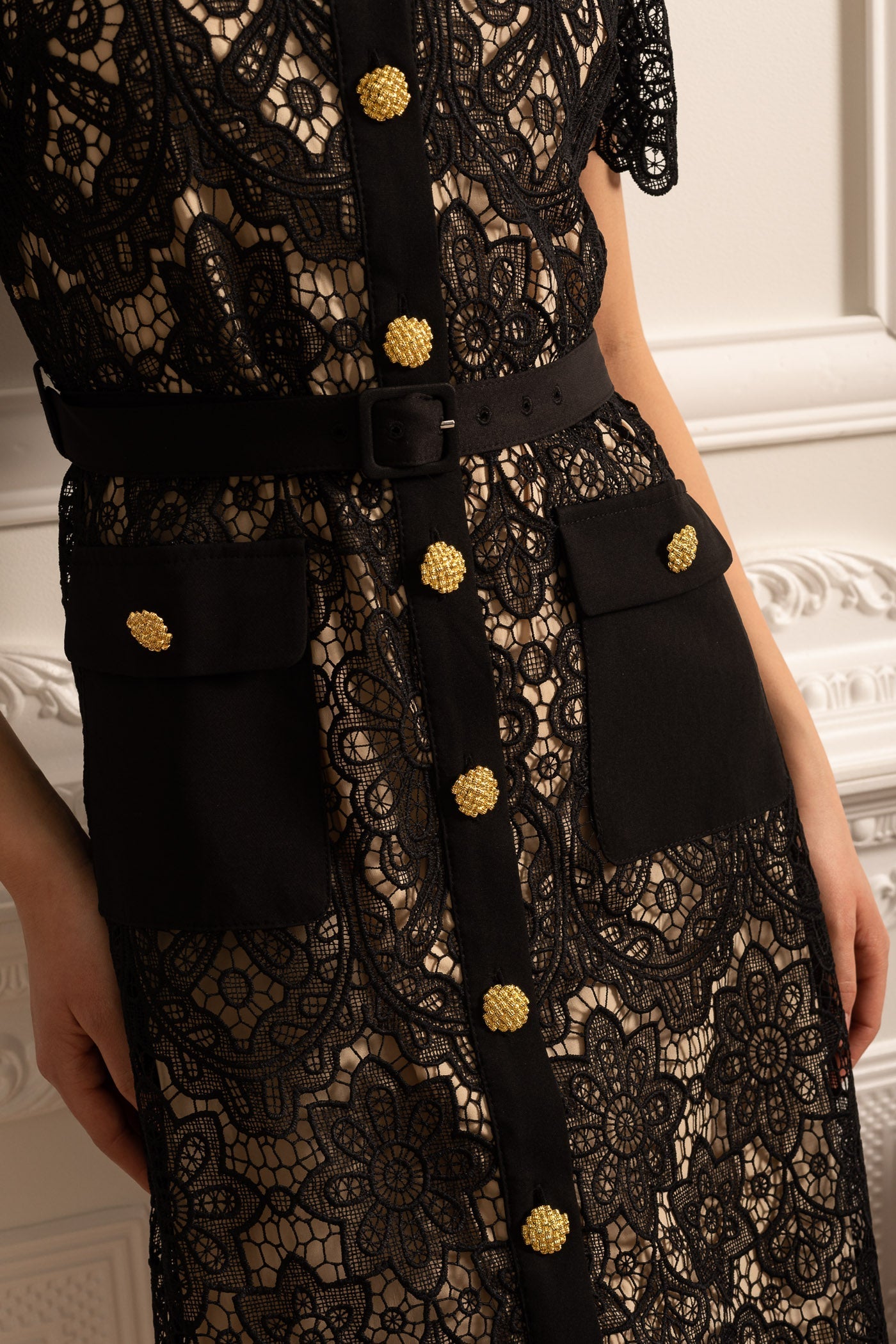 Kontrast Yaka Midi Elbise