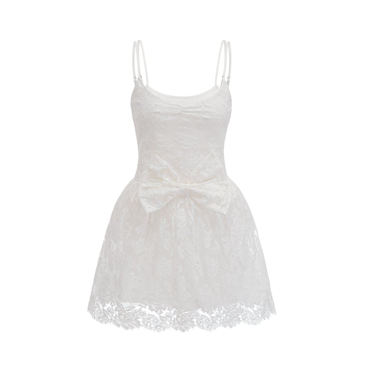 Perrine dantel mini elbise