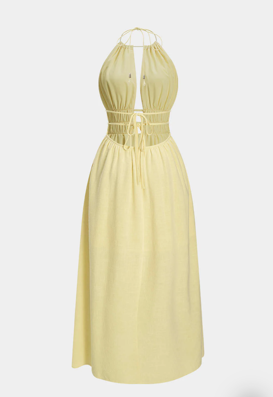 Halter Yaka, Pencere Detaylı, Kolsuz Maxi Elbise