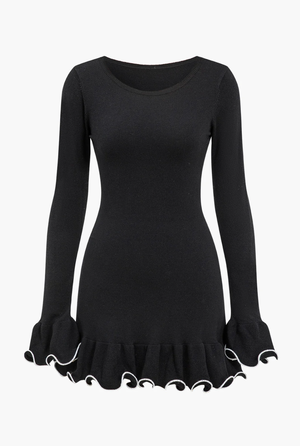 Kontrast Dikiş Detaylı Triko Elbise