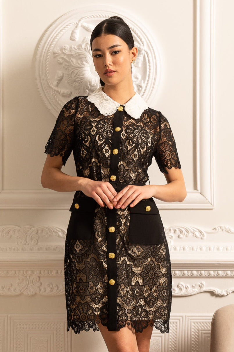 Kontrast Yaka Midi Elbise