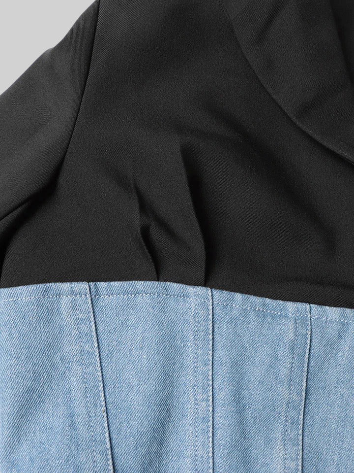 Çift Dokulu Denim Korse