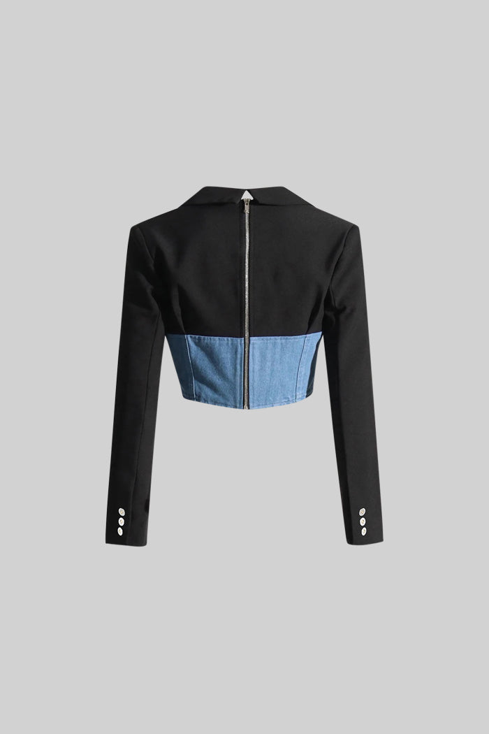 Çift Dokulu Denim Korse