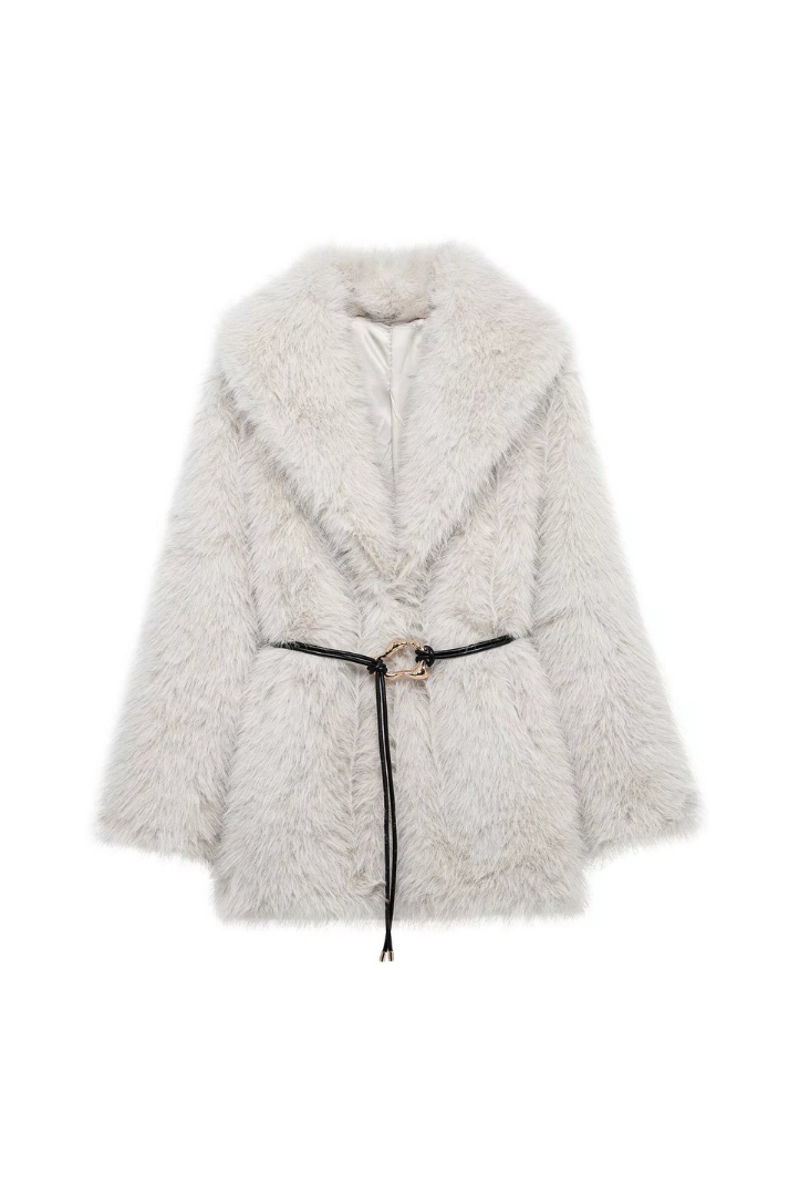 Carisse Kemerli Suni Kürk Ceket