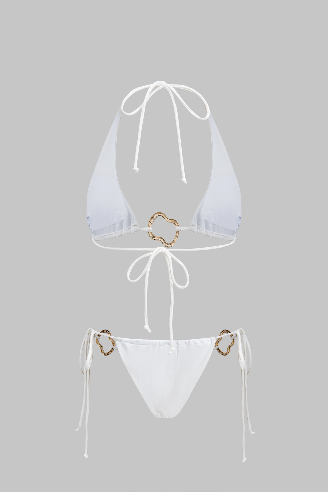 Metalik Dekorlu Büzgülü Bağlamalı Sırtı Açık Bikini Takımı