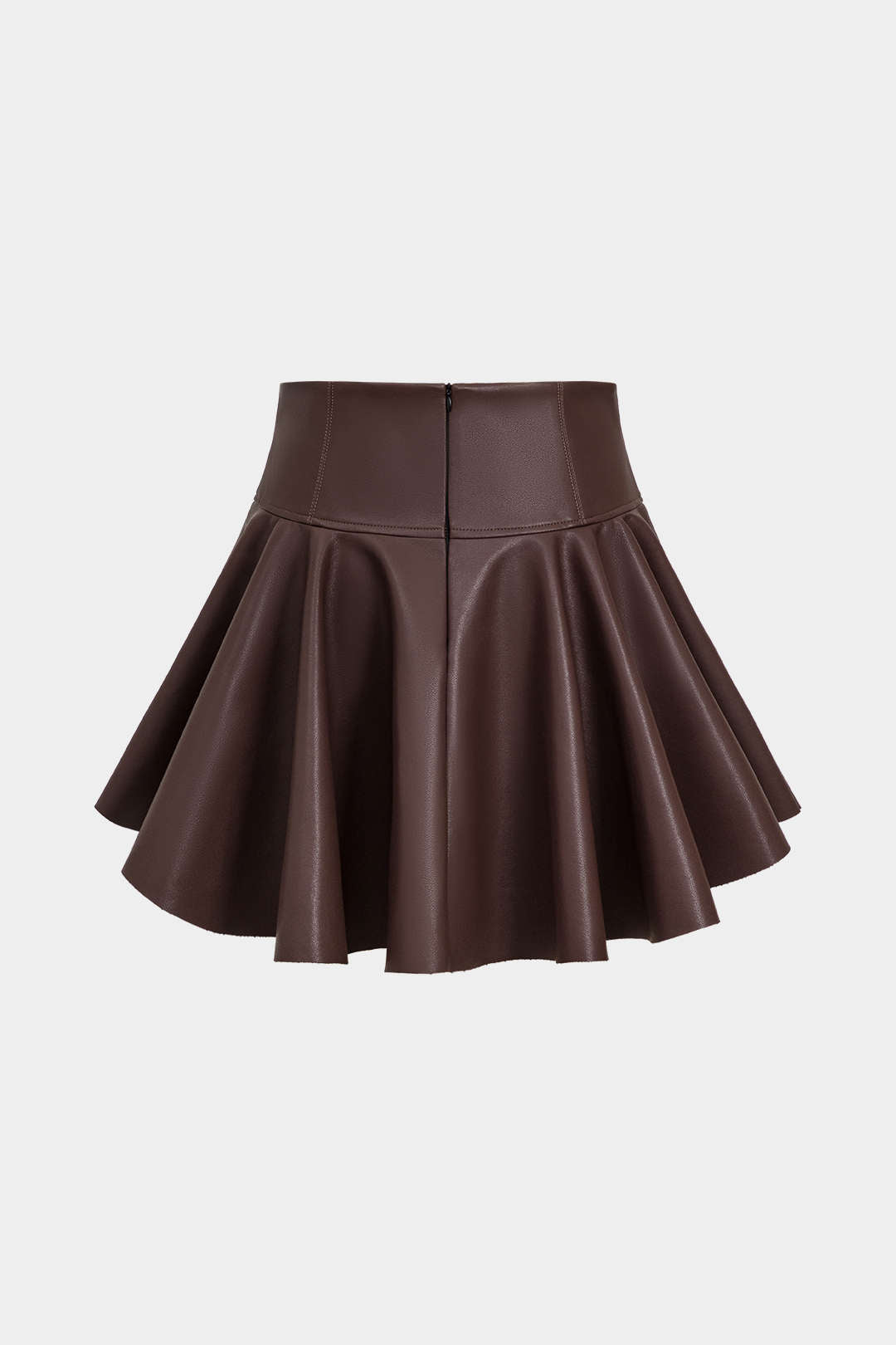 Basic Deri Pileli Mini Etek