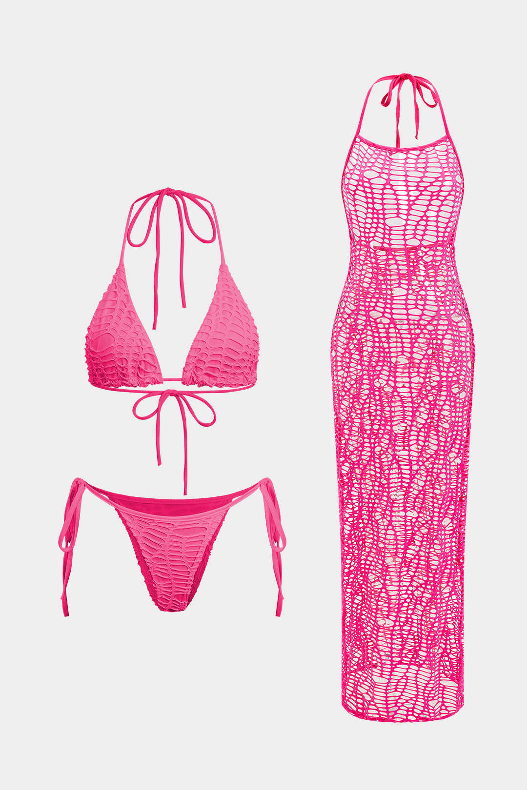 Halter Yaka Bikini ve Mayo Eteği Pareo Takımı