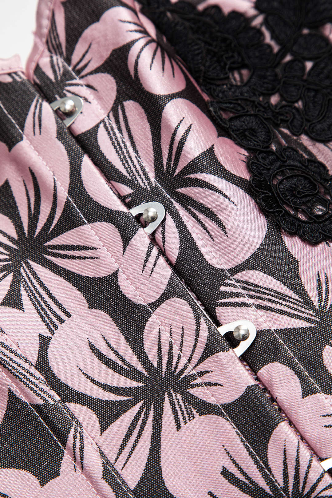 Çiçek Desenli Aplike Detaylı Korse Tüp Üst