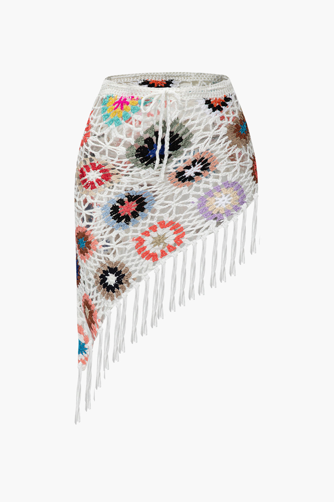 Çiçekli Tığ Askılı Üst ve Mayo Eteği Pareo Takım