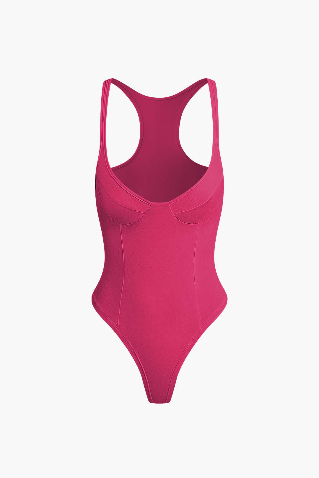 Düz Renk Derin V Yaka Bustiyer Bodysuit