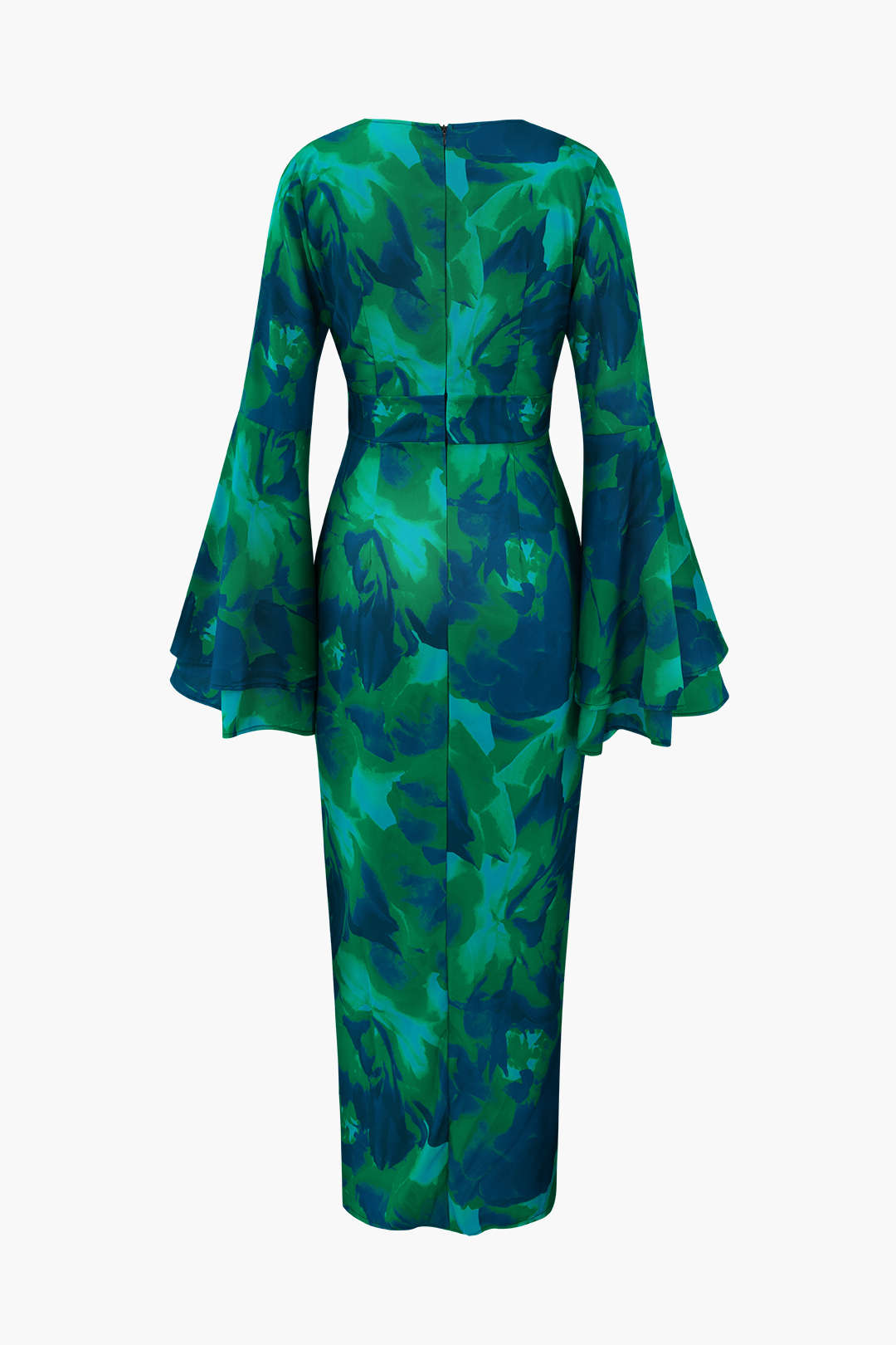 Çiçek Desenli V Yaka Yırtmaçlı maksi Elbise