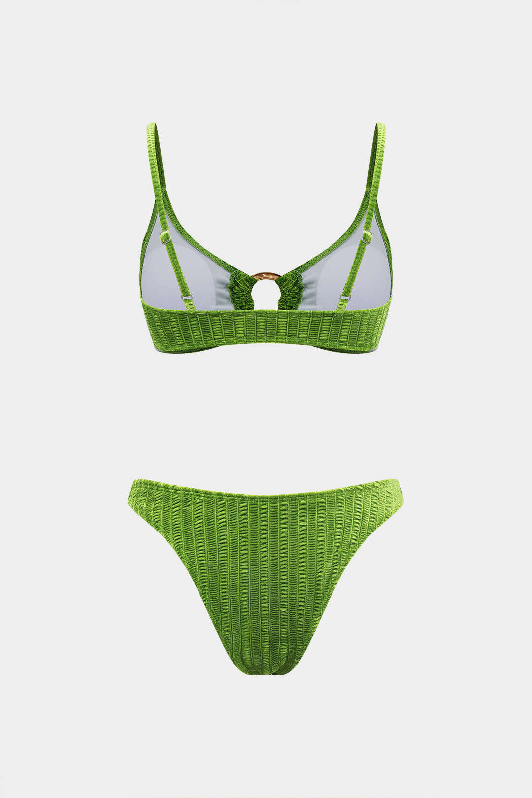 Kadife Dokulu Bikini ve Mayo Eteği Pareo 3 Parça Takım