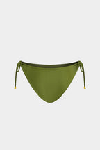 Metalik Strass Büzgülü Bağlamalı Sırt Dekolteli Bikini Takımı