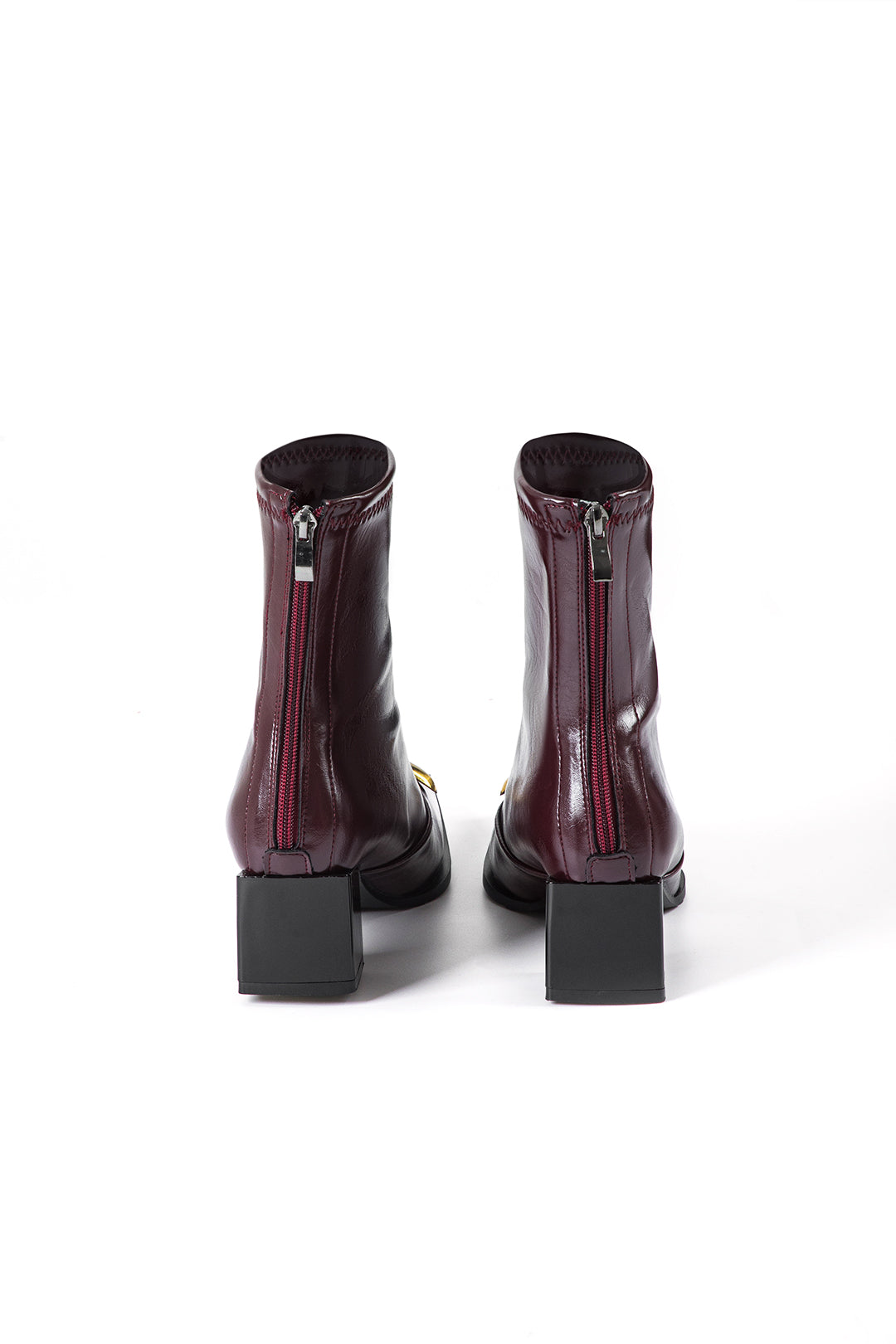 Deri Metalik Fermuarlı Kare Burunlu Bilekte Bot