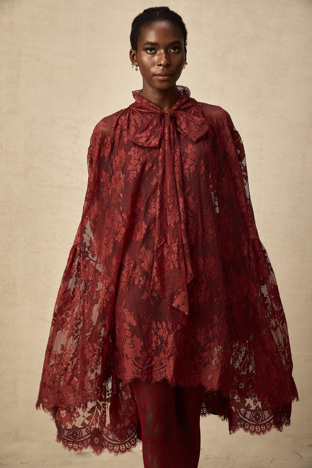 Coline Kırmızı Dantel Oversize Elbise