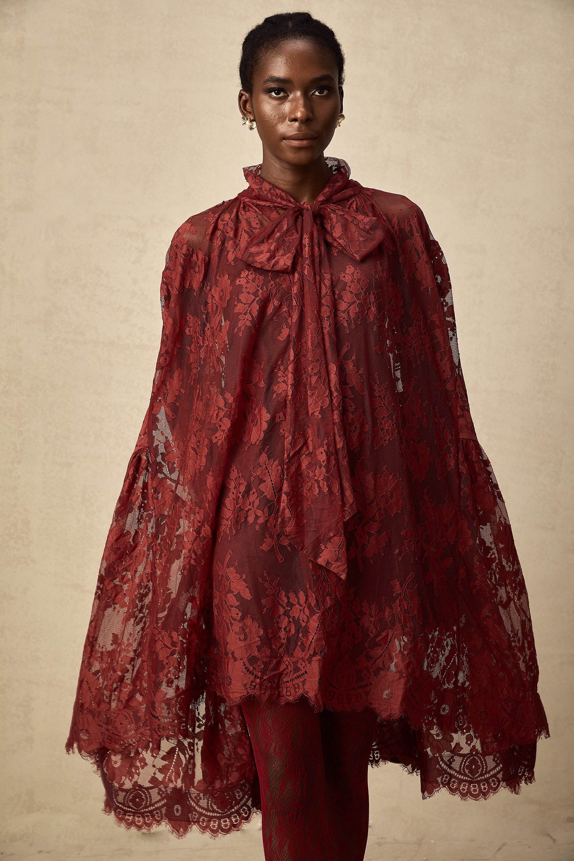 Coline Kırmızı Dantel Oversize Elbise