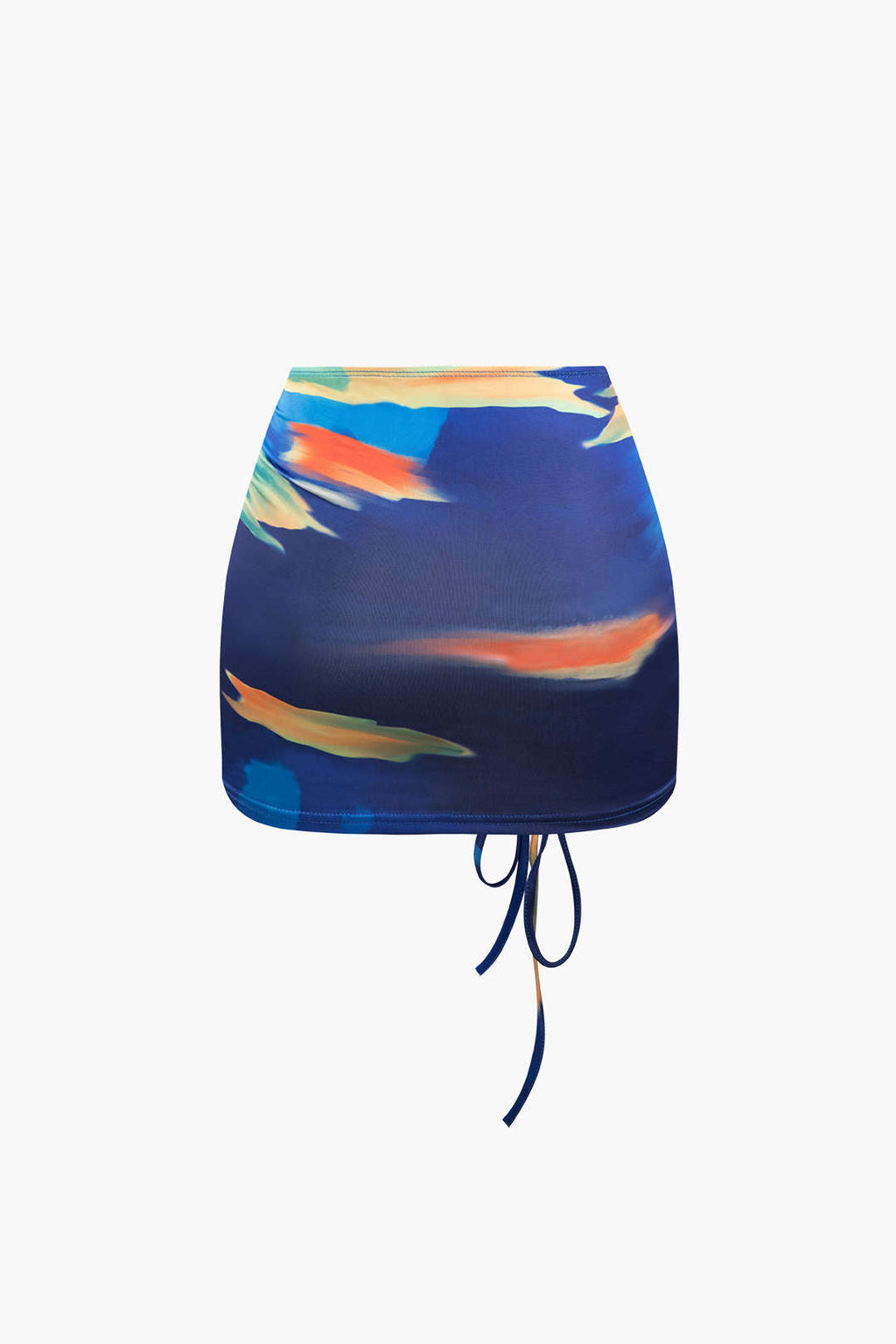 Çok Desenli Tek Omuzlu Kısa Üst ve Mayo Eteği Pareo Takım