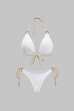 Kontrast Bağcıklı Sırtı Açık Bikini Takımı