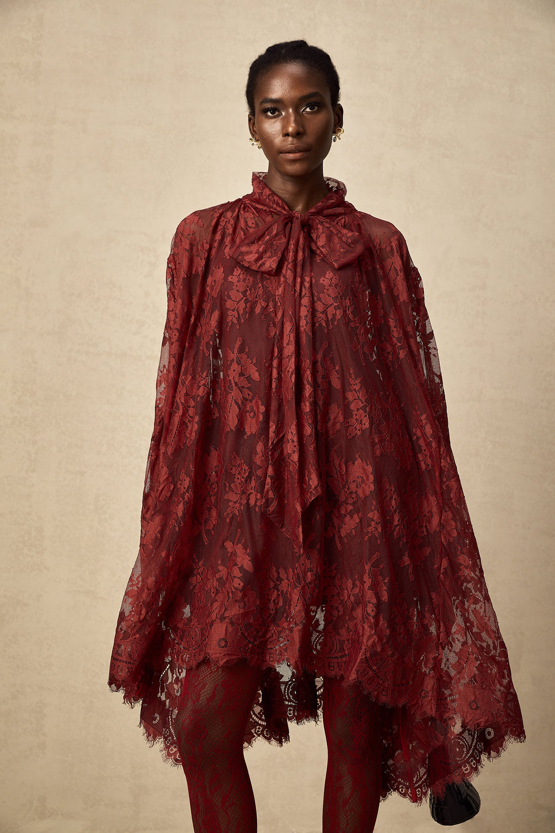 Coline Kırmızı Dantel Oversize Elbise