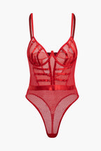 File Şeffaf Sırt Dekolteli Bustiyer Elbise İç Giyim Bodysuit
