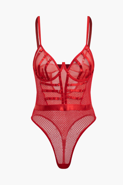 File Şeffaf Sırt Dekolteli Bustiyer Elbise İç Giyim Bodysuit