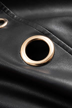 Suni deri metalik detay barrel pantolon