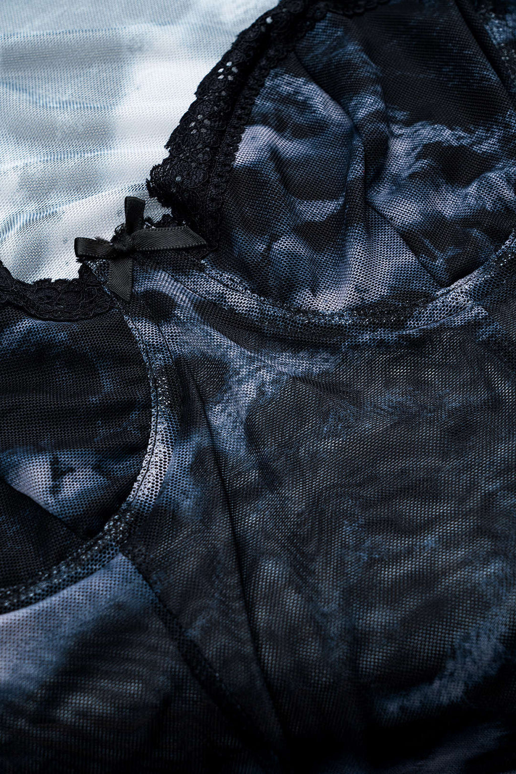 Tie Dye Desenli Mesh Fiyonk Büstiyer
