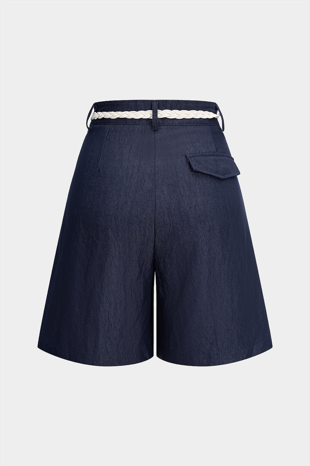 Yüksek Bel Büzgülü Kemerli Şort