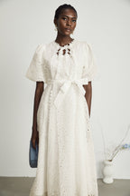 Louisa işlemeli midi elbise