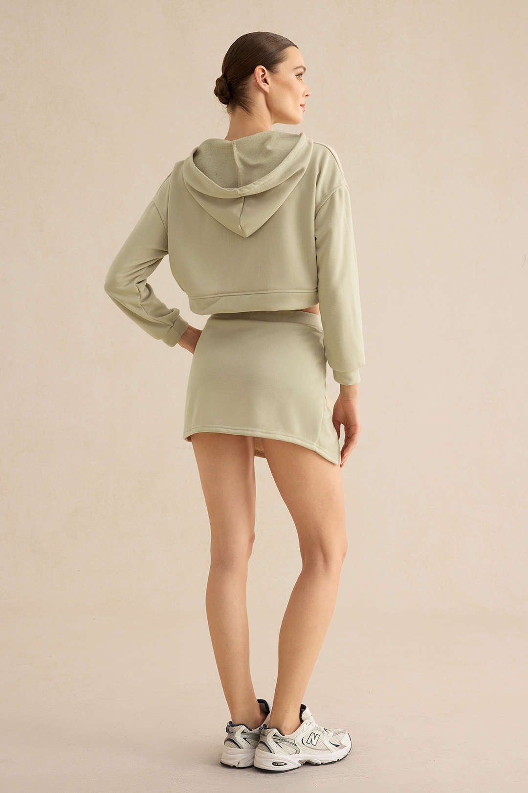 Portina Kapüşonlu top ve Mini Etek Takım