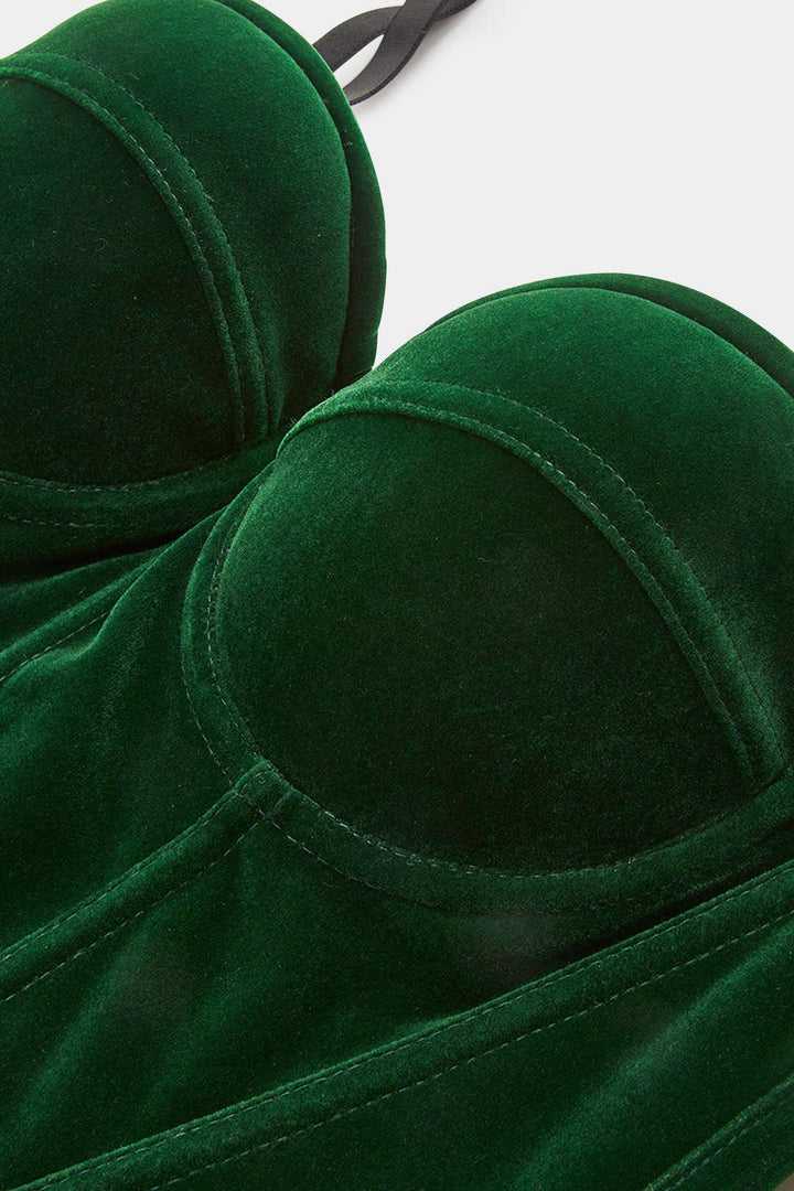 Kadife Askılı Büstiyer Korse Bel Elbise Üstü