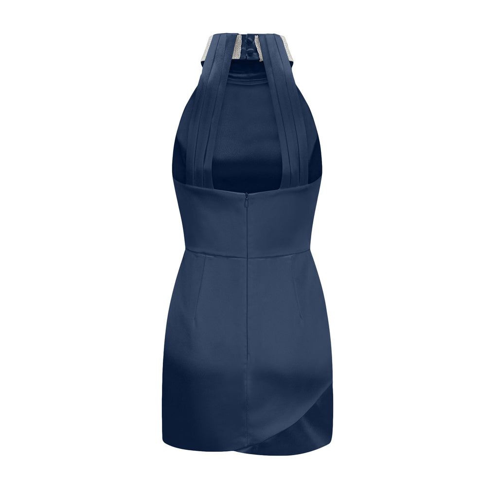 Tahiti asimetrik mini elbise