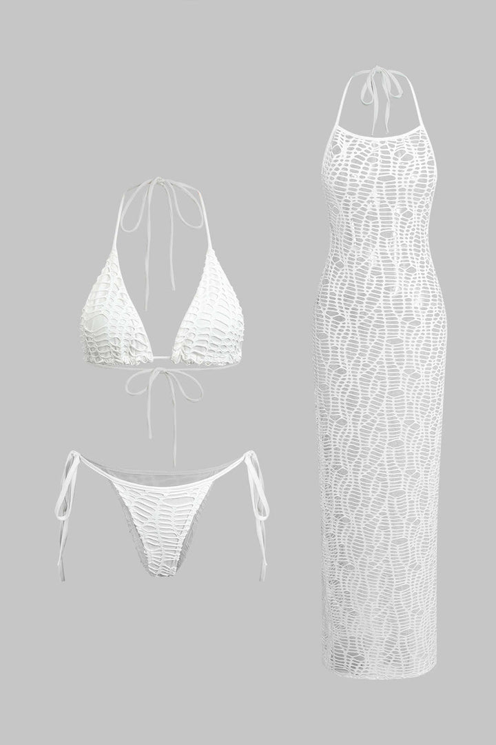 Halter Yaka Bikini ve Mayo Eteği Pareo Takımı