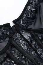 Tül ve Dantelli Büstiyer Korse Bodysuit