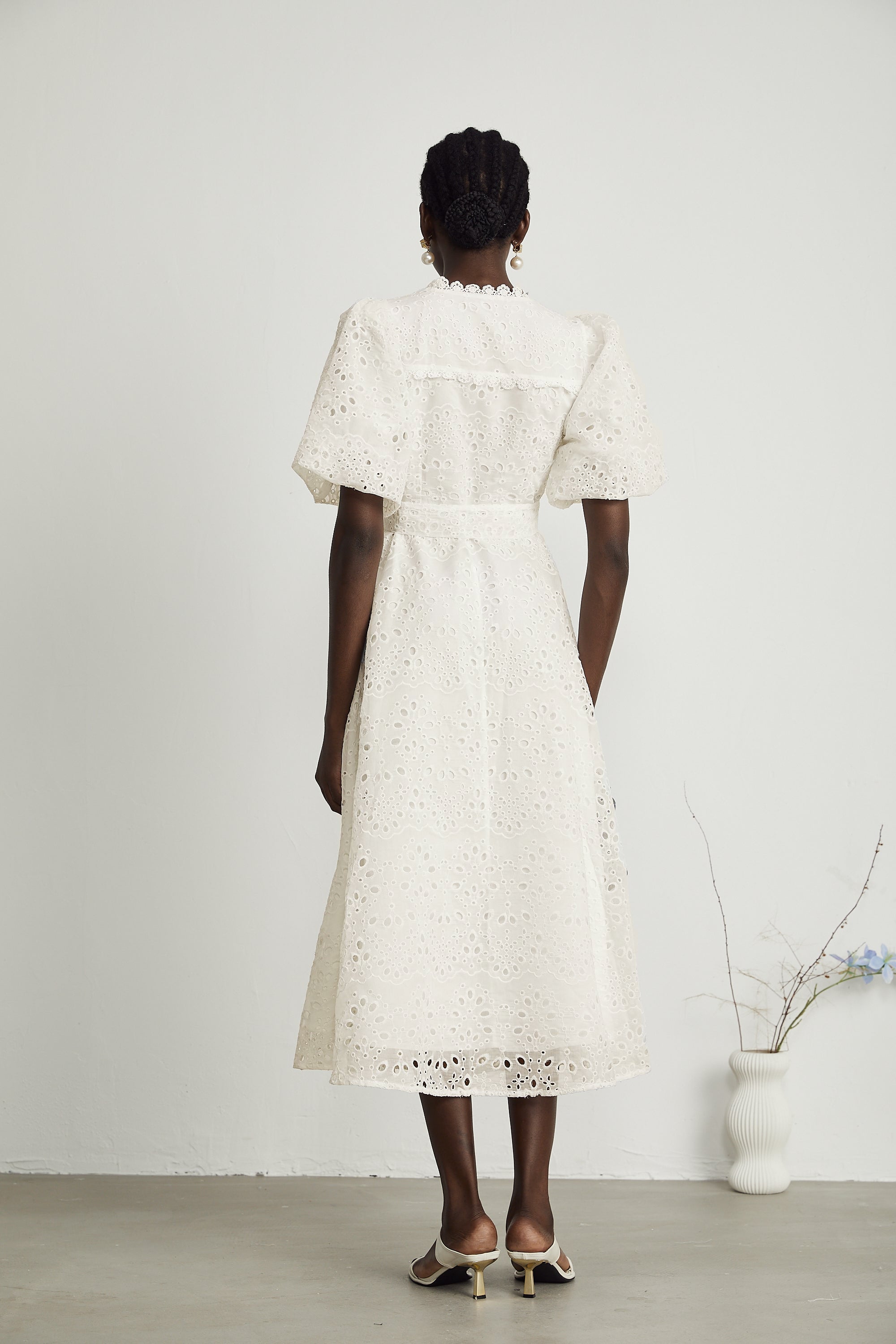 Louisa işlemeli midi elbise