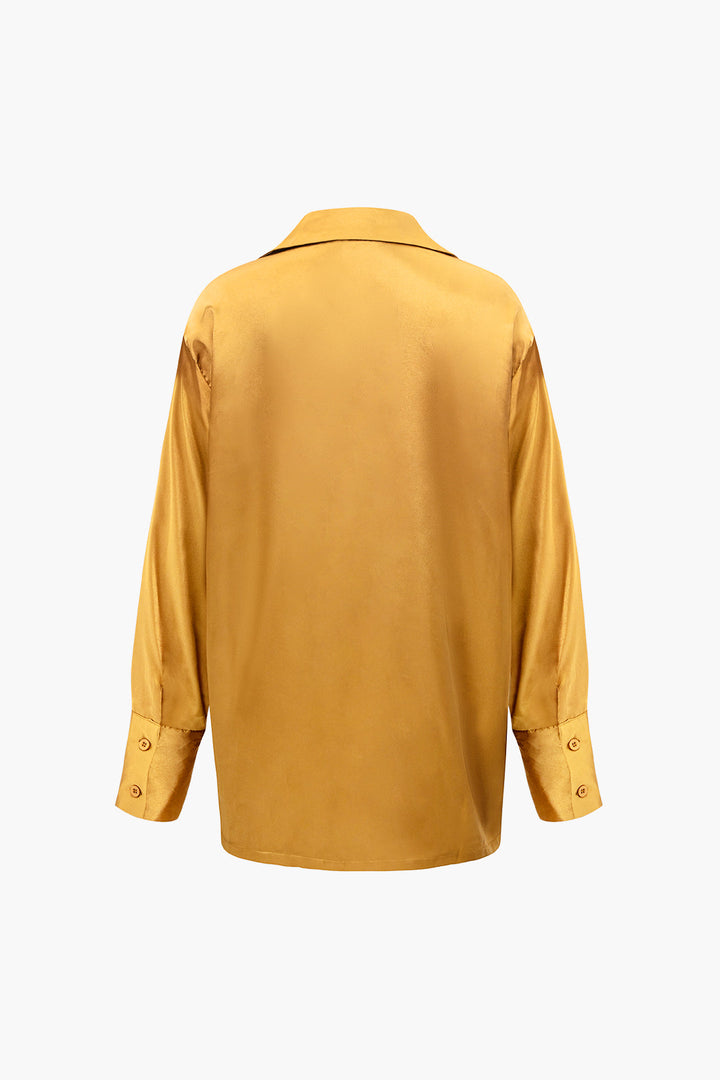 Saphire Saten Düğmeli Gömlek ve Pantolon Takım