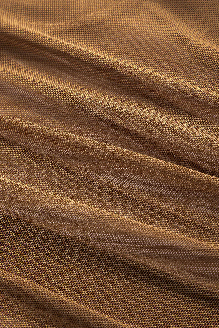 Ağ Detaylı Sırt Açık Şeffaf Patchwork Korseli Askılı Bodysuit