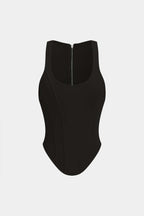 Fermuarlı Bağlamalı Korseli Bel Tank Top