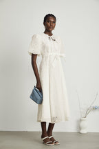 Louisa işlemeli midi elbise