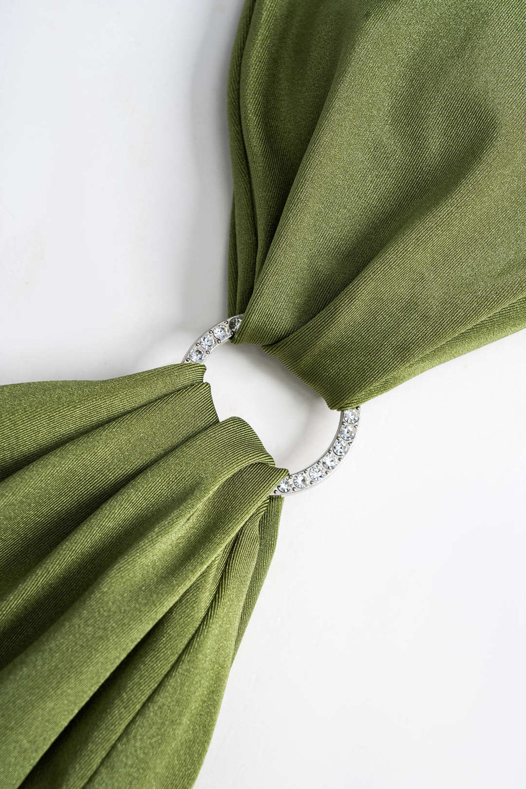 Metalik Strass Büzgülü Bağlamalı Sırt Dekolteli Bikini Takımı