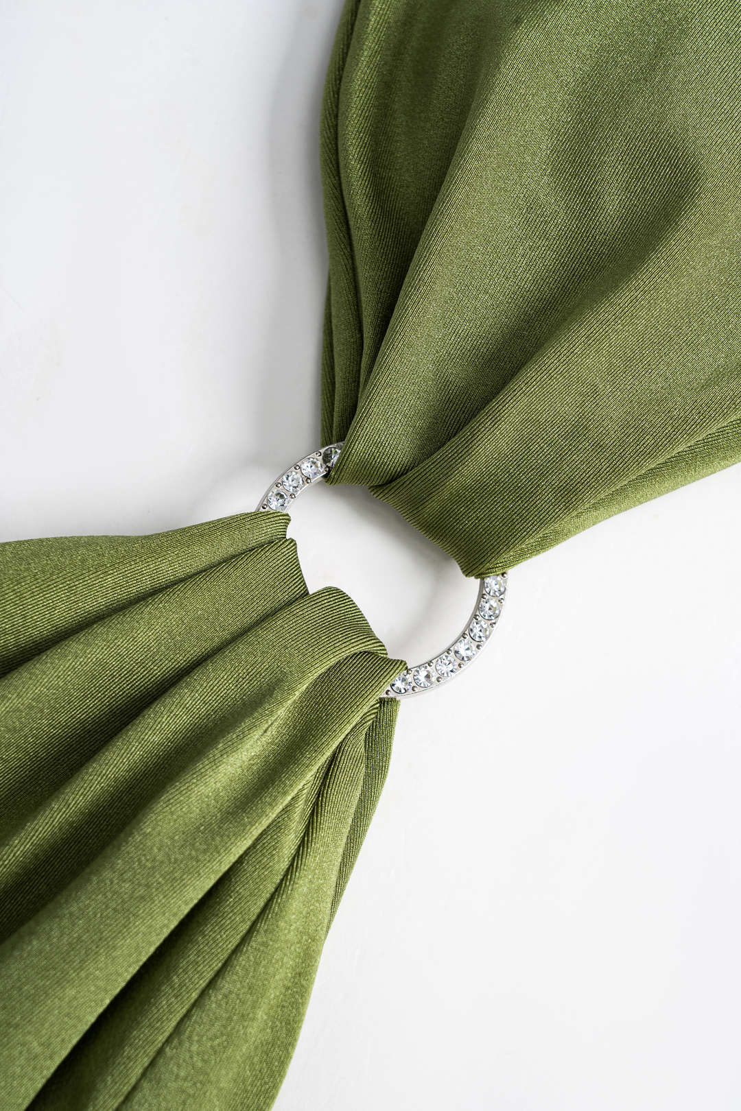 Metalik Strass Büzgülü Bağlamalı Sırt Dekolteli Bikini Takımı