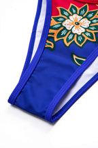 Çiçek Desenli Büzgülü Bağlamalı Bikini ve Mayo Eteği Pareo Takım