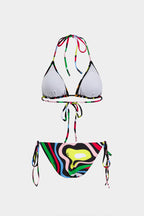 Çizgili Bağlamalı Bikini Takımı