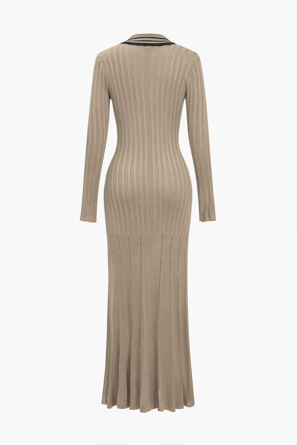 Renk Bloklu Desenli Örgü Düğmeli Metalik Cepli maksi Elbise