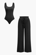 Coffee Solid Bodysuit Ve Pantolon Takımı